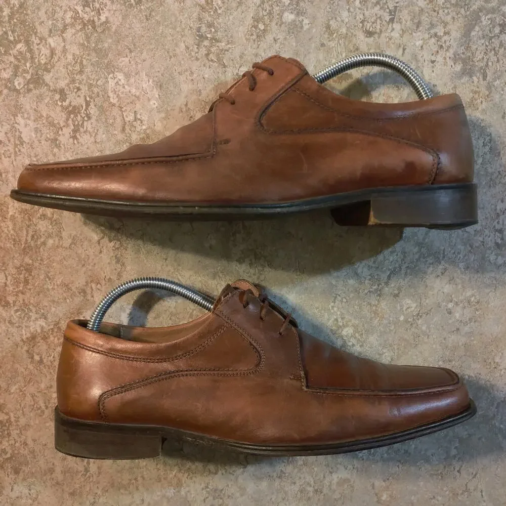 Mens 9.5 M Mercanti Fiorentini Italy Brown Leather Shoes Oxfords Lace-Up Italian